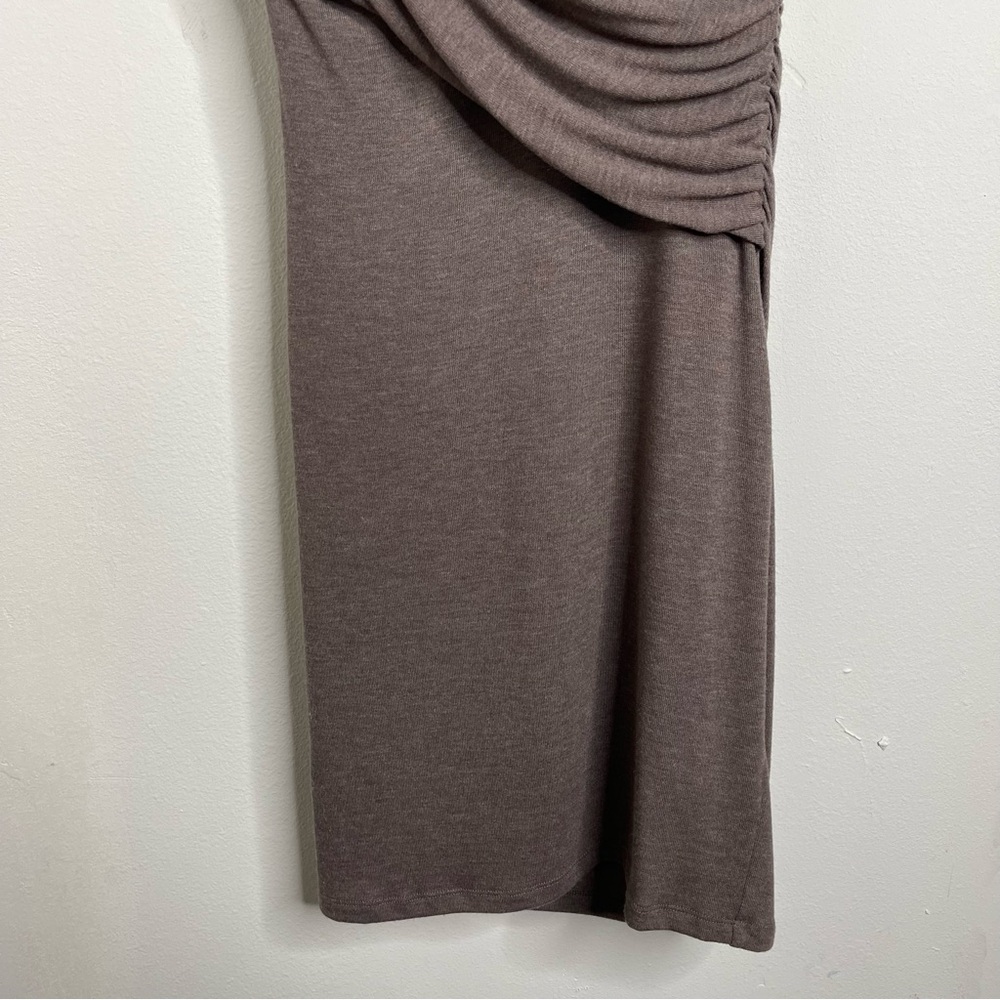 Three Dots Taupe Draped Front Sleeveless Knit Gathered Bodycon Dress Size XS - Picture 3 of 15